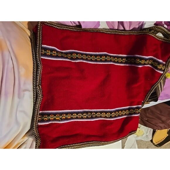 Classic Alpaca Shoulder Crossbody Purse Hand bag Logo White Alpaca Stripe Boho - Picture 4 of 7